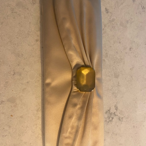 DAMIANOU 3 PIECE LACE SHIMMERY LONG DRESS WORN ONCE MOTHER OF BRIDE CHAMPAGNE - Picture 16 of 16